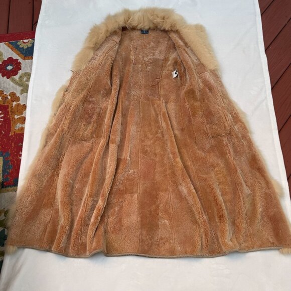 Vintage KRYOS Paris Shearling Sheepskin Coat with Fox Collar and panels IT 40 - Picture 10 of 13